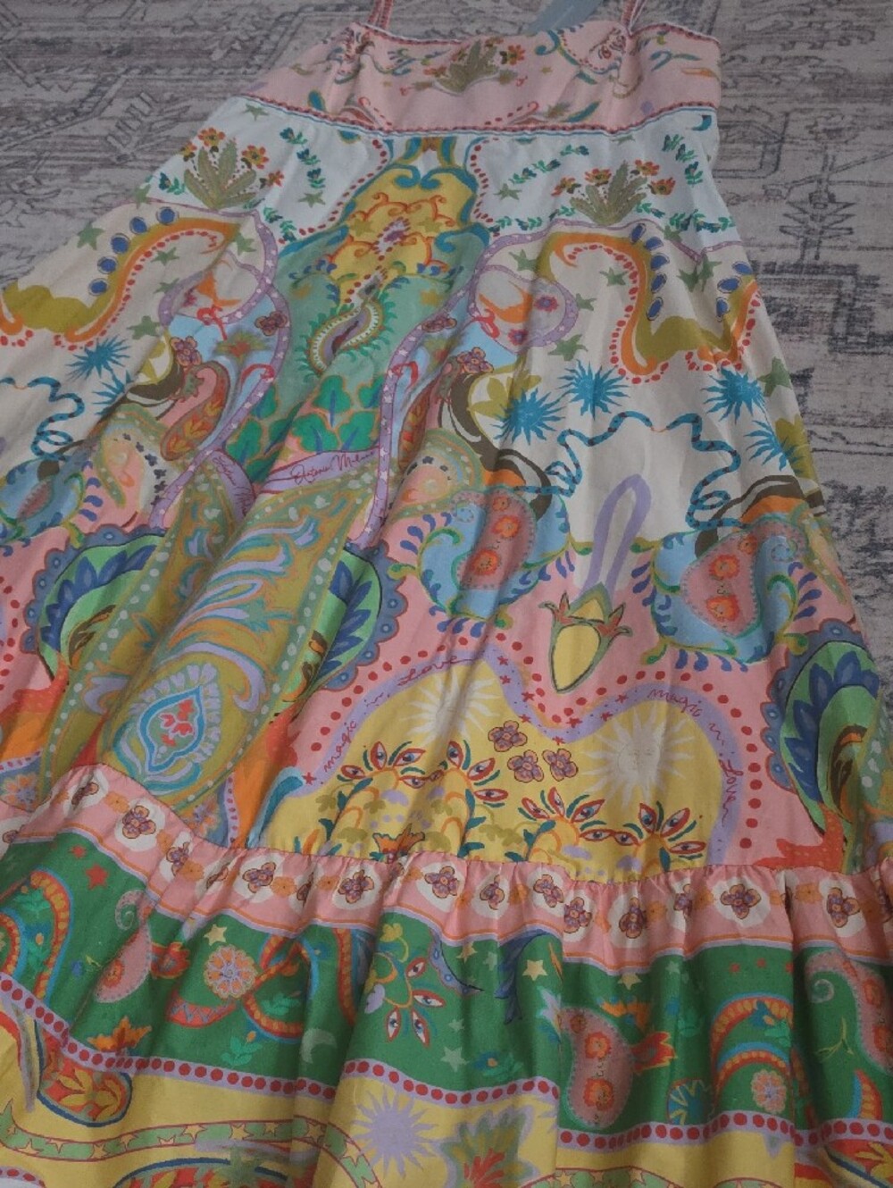 NWT ANTONIO MELANI Multicolor Paisley-Floral Spaghetti-Strap Dress Womens Sz 14 - Picture 3 of 10